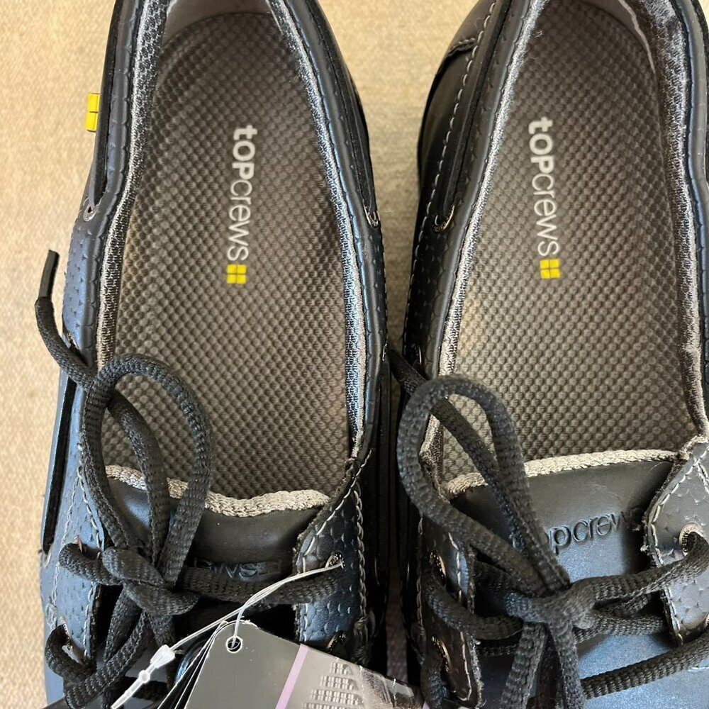 TopCrews Woman's Black Leather Work Slip-Resistant Shoes Sz 10 - Picture 4 of 13